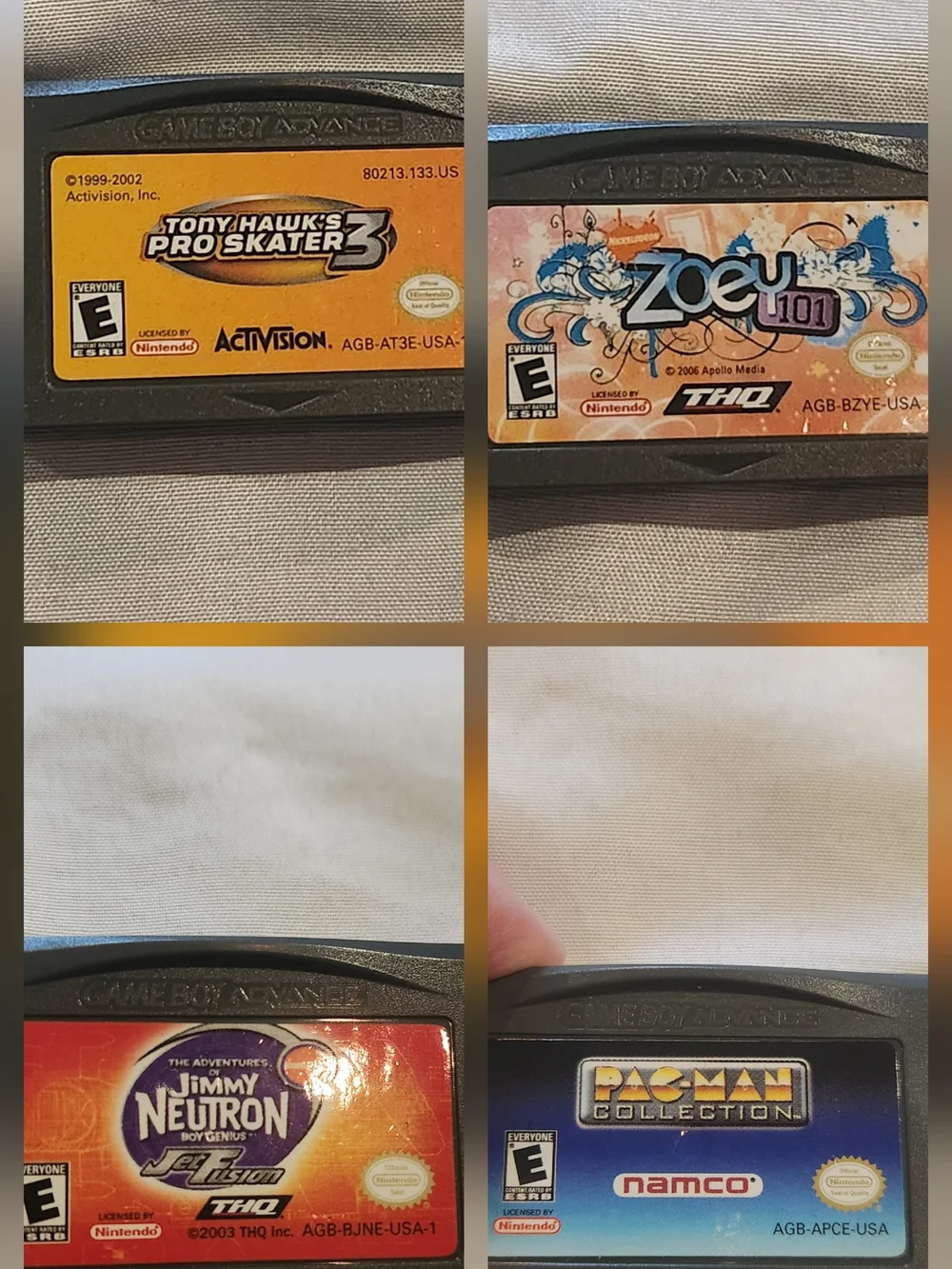 Game Boy Advance 4 Game Lot Pac-Man Collection Jimmy Neutron Tony Hawk Zoey 101